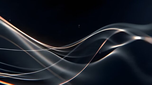 Abstract dark wave background with flowing light lines