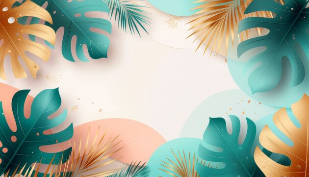 Tropical Leaves Paradise Background with a Dreamy, Serene Ambiance for Summer Vacations and Exotic Designs