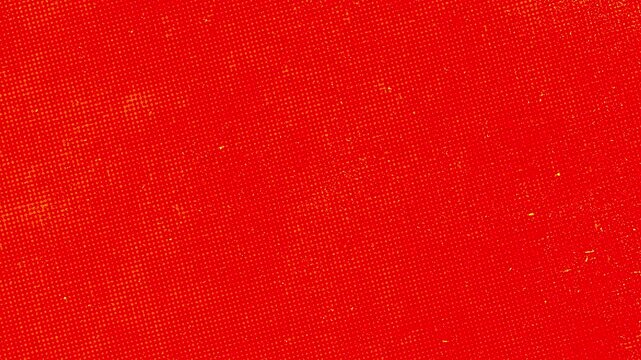 Red Halftone Grunge Texture Background.Vibrant red and yellow retro comic pattern with abstract video effects.