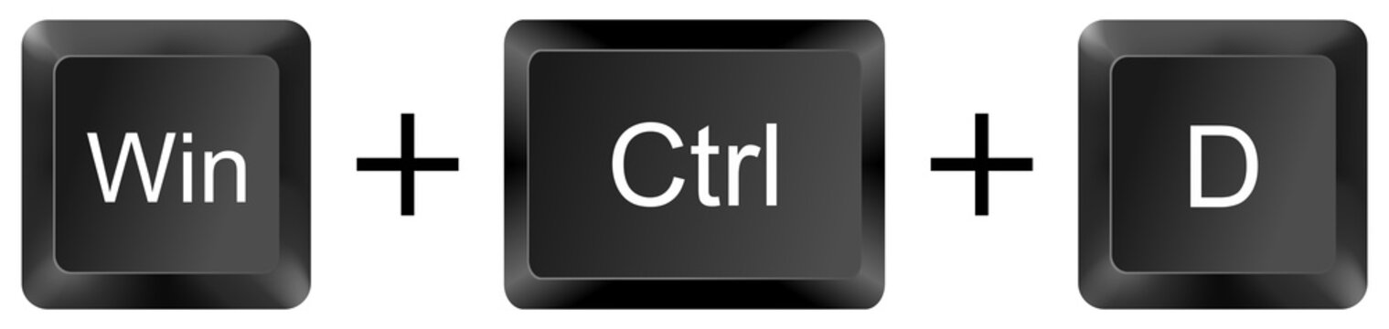win ctrl D computer keyboard shortcut key button 3d icon symbol sign isolated on white background