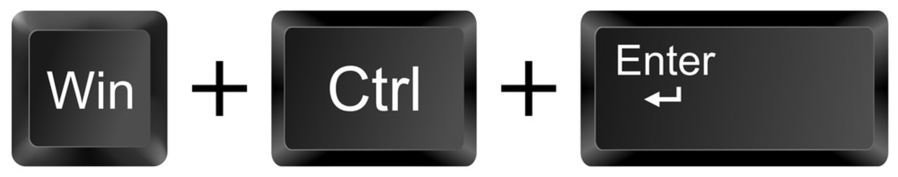 win ctrl Enter  computer keyboard shortcut key button 3d icon symbol sign isolated on white background