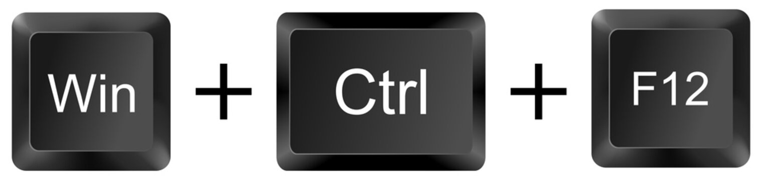 win ctrl f12 computer keyboard shortcut key button 3d icon symbol sign isolated on white background