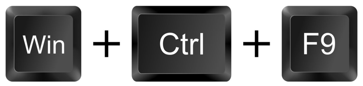 win ctrl f9 computer keyboard shortcut key button 3d icon symbol sign isolated on white background