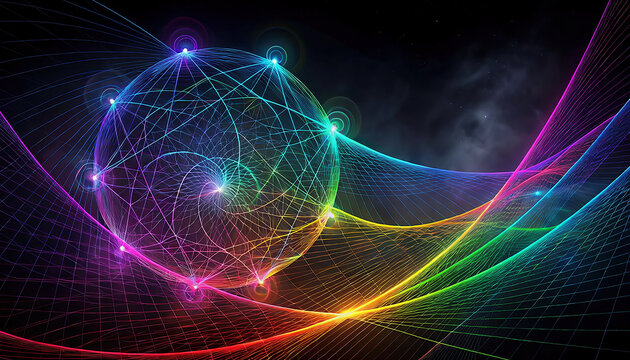 Cosmic Fractal Energy Sphere and Rainbow Wavelengths Generative AI