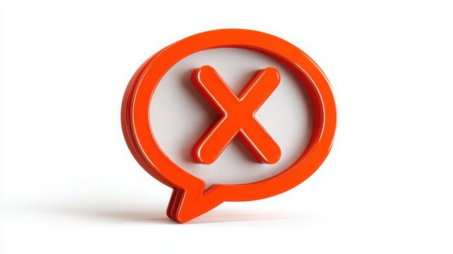 Orange Speech Bubble Icon with Cross Symbol Representing No Comment