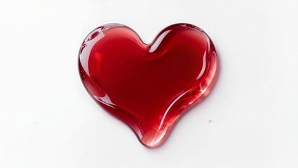 Obraz premium Glossy Red Heart Shape on White Background for Love and Romance Concepts