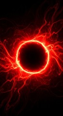 Fototapeta premium Glowing Red Energy Ring with Abstract Plasma Waves Digital Artwork for Background and Graphic Design