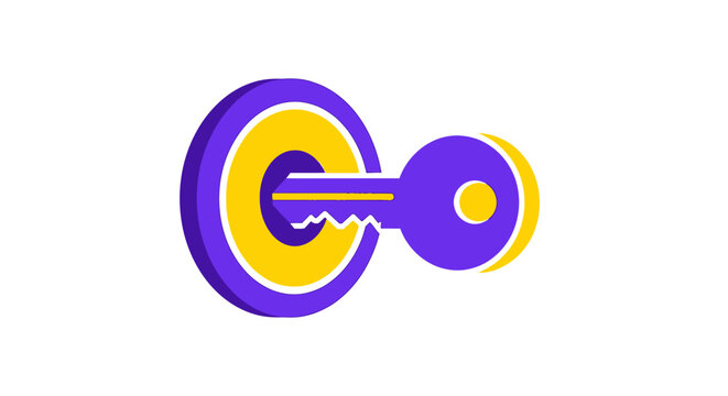 Purple Key with Yellow Accents.