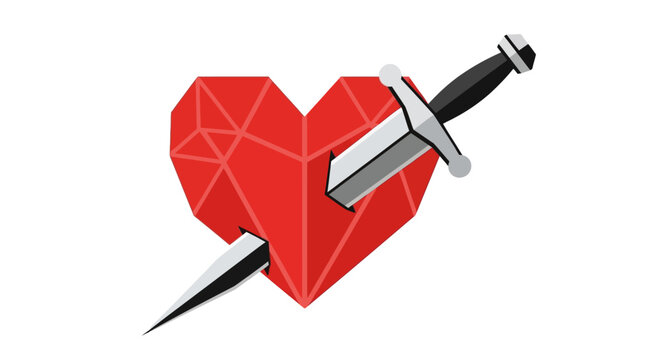 Heart with dagger stab wound.