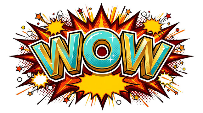 Explosion of WOW text with comic book style.