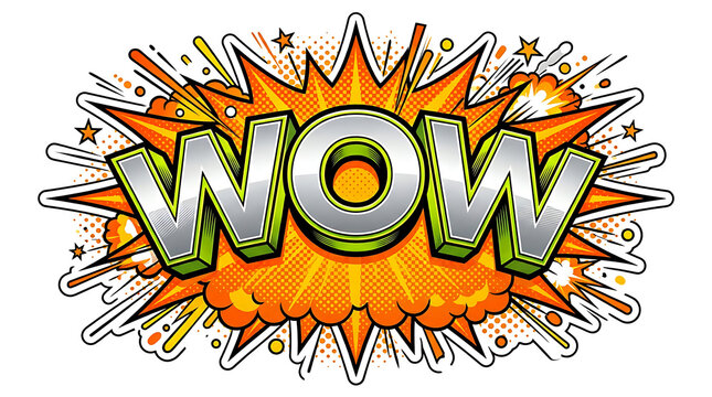 Explosion of WOW text with comic style.