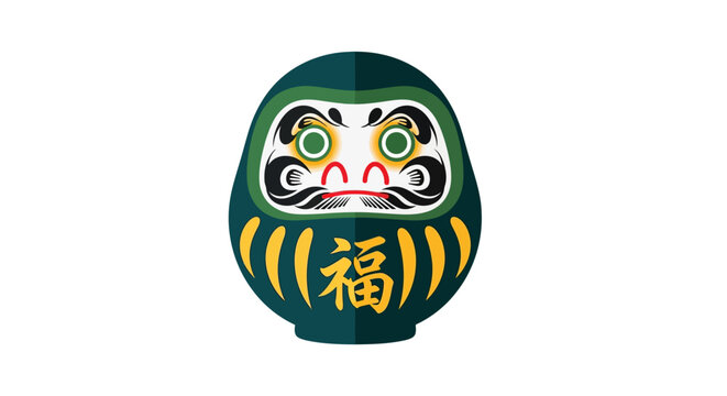 Colorful Japanese Daruma Doll Lucky Charm Figure.