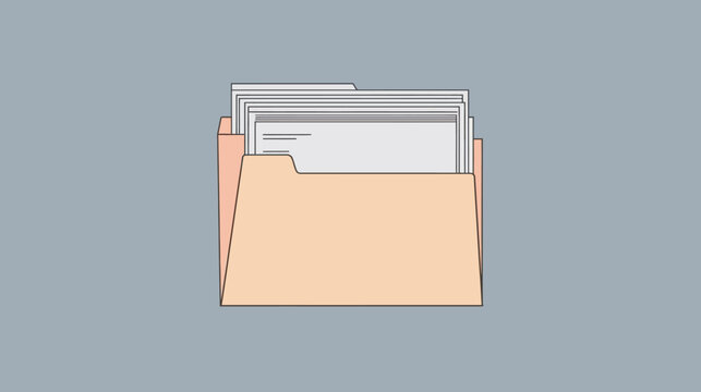A simple illustration of a file folder containing multiple documents, presented on a plain grey background.