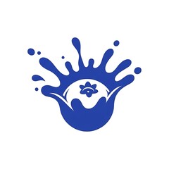Fototapeta premium Blue water droplet with snowflake icon design.