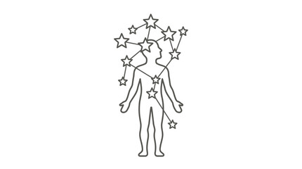 Human silhouette with connecting star constellation lines. © rita ambarwati