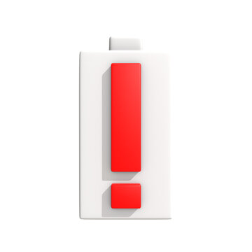 3D rendering of a white rectangular object with a prominent red exclamation mark, symbolizing caution, alert, or important notification