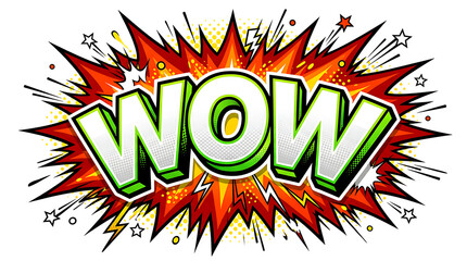 Naklejka premium Explosion of WOW word in comic book style.