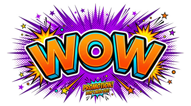 Explosion of WOW word with comic book style.