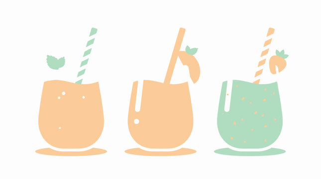 Fresh and Fruity Refreshing Drinks with Straws and Mint Leaves