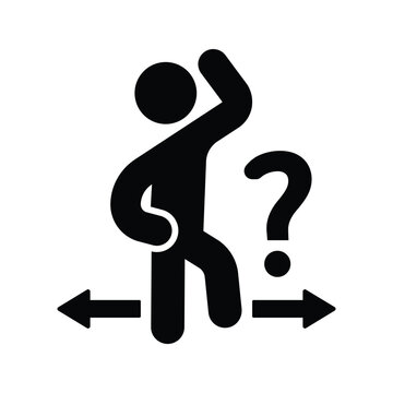 Confused Person Vector, Person With A Thinking Bubble Icon
