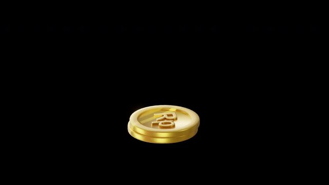 pile of isometric rupiah coins growing and falling 3d render Looping Animation with alpha channel background