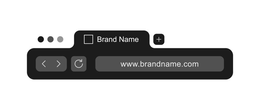 Dark mode browser mockup with blank URL address bar template