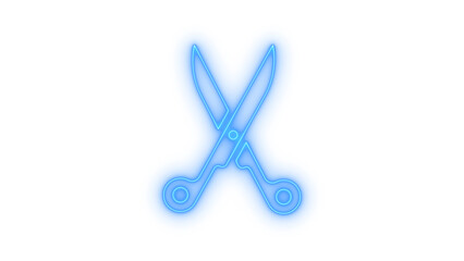 Fototapeta premium Colorful neon scissors icon representing a professional cutting tool for hair salons barber shops and office stationery work projects isolated on transparent background