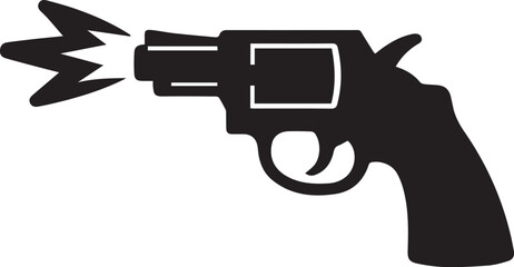 Electric spark hitting revolver gun silhouette Vector © MSTJESMIN