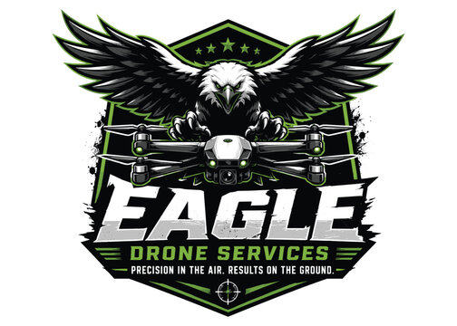 Modern drone service logo design. Eagle and drone logo. Aerial photography company emblem