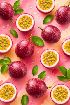 Passion Fruit on Pink Background