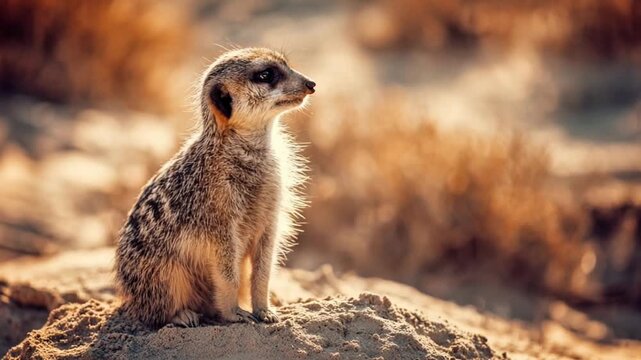 Meerkat Standing Alert on the African Savannah