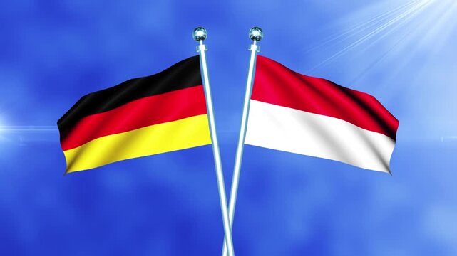 Germany and Monaco Flag Waving on Pole Loop