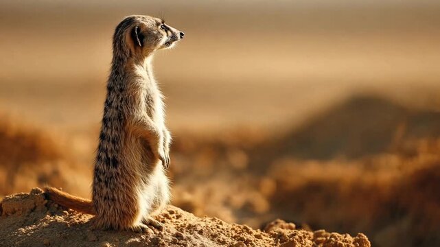 Meerkat Standing Alert on the African Savannah