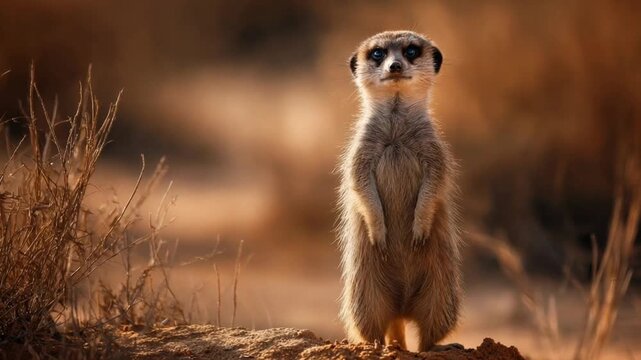 Meerkat Standing Alert on the African Savannah