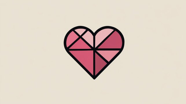 36.Simple love heart icon in vector style, geometric symmetry, flat design aesthetic, isolated background, versatile graphic element