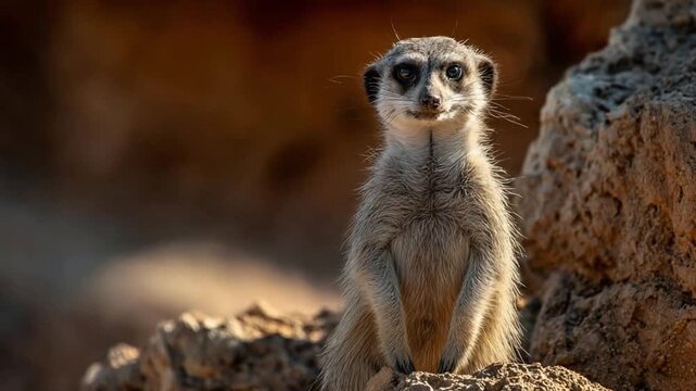 Meerkat Standing Alert on the African Savannah