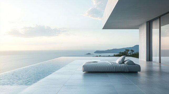 Modern home exterior ocean view