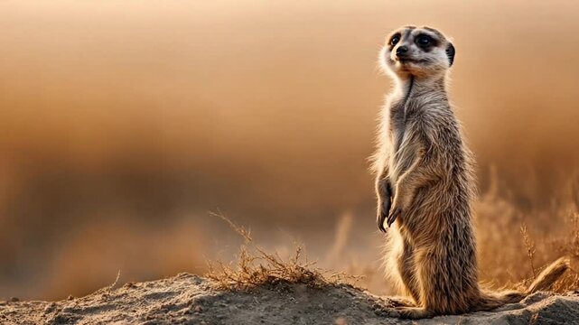 Meerkat Standing Alert on the African Savannah