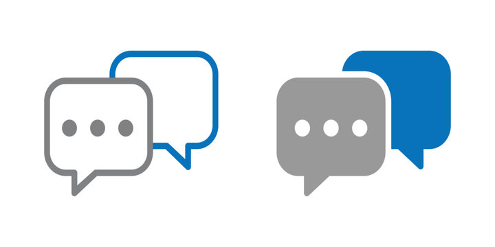 Chat message bubble icon set representing communication messaging conversation support and social interaction for mobile apps and interfaces. Transparent vector, PNG