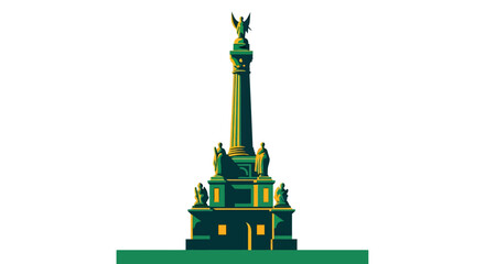 Naklejka premium Green Lego Style Monument Tower Construction Model.