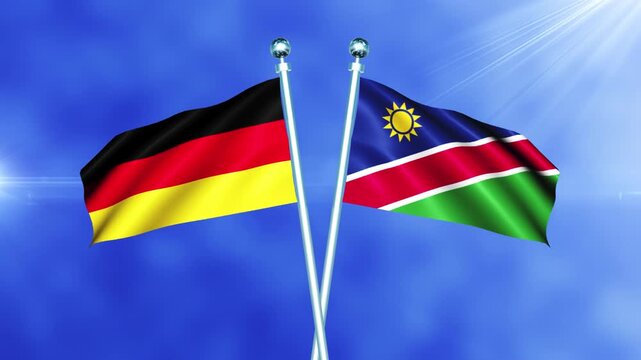 Germany and Namibia Flag Waving on Pole Loop