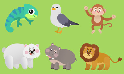 Naklejka premium Cute 3d cartoon animal elements collection