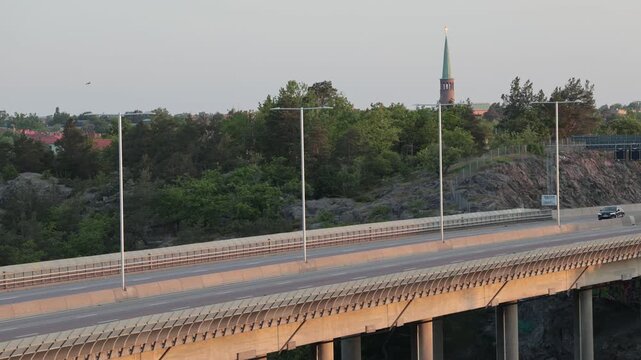 Stockholm, Sweden A view of the Essingeleden or E4 highway at dawn. 