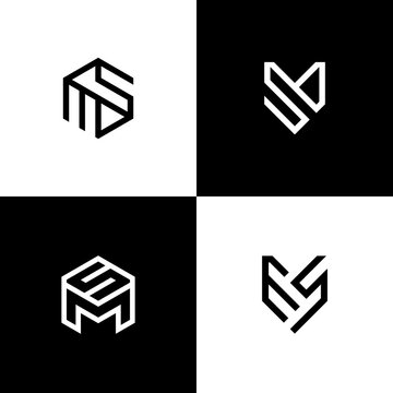 Letter MS initial monogram logo icon set