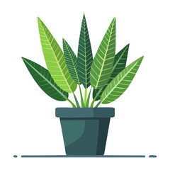 Obraz premium Flat design potted plant with green leaves
