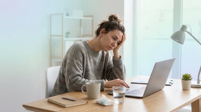 Boredom And Fatigue At A Home Office Desk