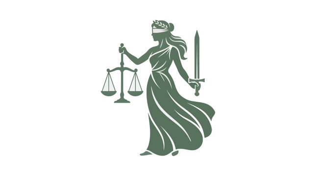 Lady Justice Vector Illustration Blindfolded Scales Sword Symbol Law Legal Concept For Commercial Use