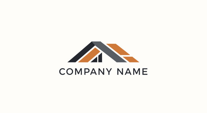 Company logo template with modern roof design.