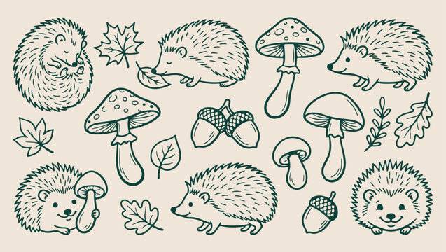 Woodland mushroom forest, minimal vector line art, monoline clean design, modern isolated illustration, premium seamless pattern, hand drawn botanical graphic, artistic nature aesthetic
mushroom, fore