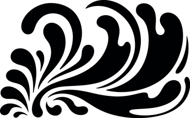 Fototapeta premium Stylized black organic swirling shapes forming an abstract decorative pattern on a white background